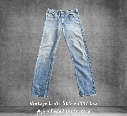 Vintage Levis 505 e 1991 Usa Aging Faded Distressed