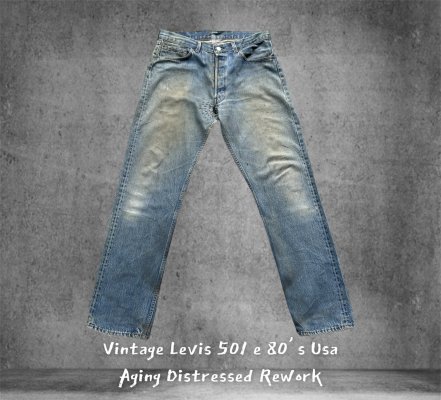 Vintage 80’s Levis 501 e Usa Aging Distressed Rework