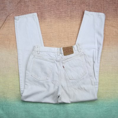 Vintage Levis 505 White Pin Striped High Waisted Jeans