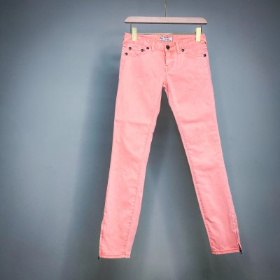 FREE PEOPLE SALMON PINK CROPPED SKINNIES WITH ANKLE ZIPPERS