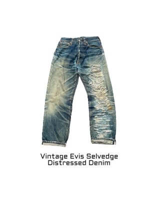 Vintage Evis Selvedge Distresed Denim