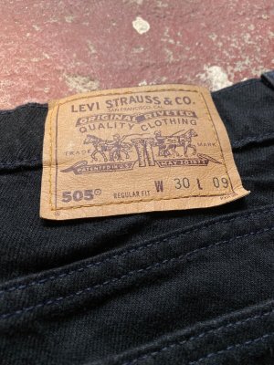 Vintage 90’s Levi’s 505 Denim Jean Shorts In Black W30, Orange Tab, Made in USA