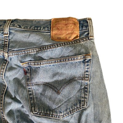Vintage 90s Levis 501 Original Riveted Straight Leg Denim Blue Jeans W38 L34