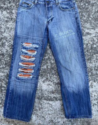 2001 Dolce & Gabbana Poem distressed denim
